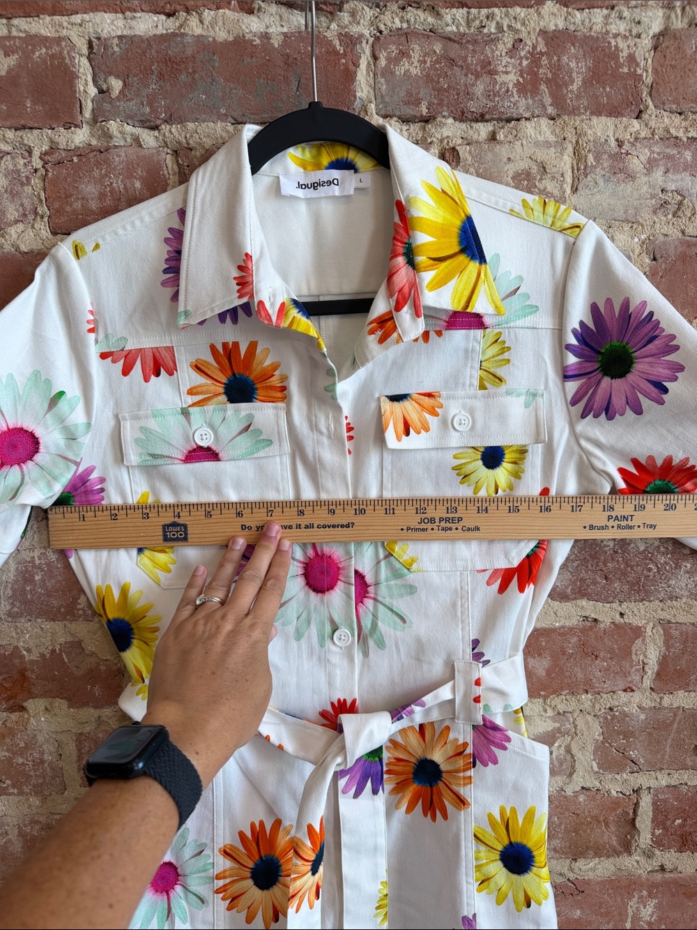 Desigual White Shirt with Bright Yellow and Blue Floral Accent - Picture 5 of 9